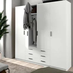 Guardaroba grande con appendiabiti bianco e grigio 160x205h cm - Arim