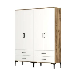 Guardaroba grande con appendiabiti noce e bianco 160x200h cm - Katrin
