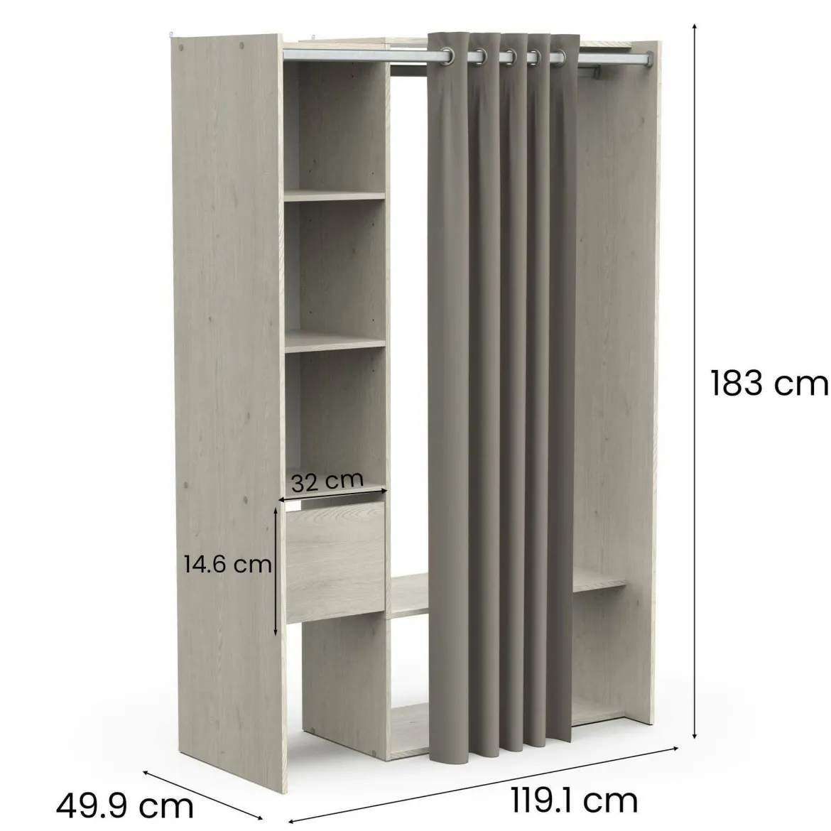 Guardaroba grande con appendiabiti rovere 234x205h cm - Dindo