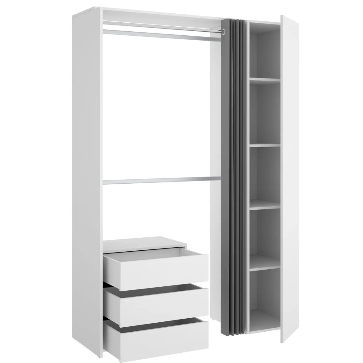 Guardaroba grande con cassetti bianco e antracite 140x205h cm - Annuck