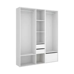 Guardaroba grande con cassetti bianco e rovere 158x205h cm - Celestin