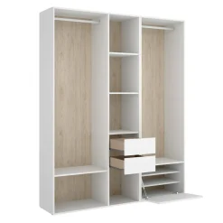 Guardaroba grande con cassetti bianco e rovere 158x205h cm - Celestin
