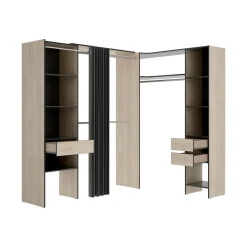 Guardaroba grande con ripiani regolabili antracite e rovere 214x205h cm - Pali
