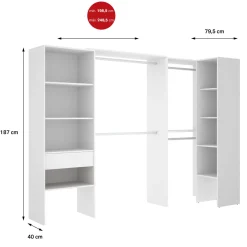 Guardaroba grande con ripiani regolabili rovere 180x205h cm - Olaf