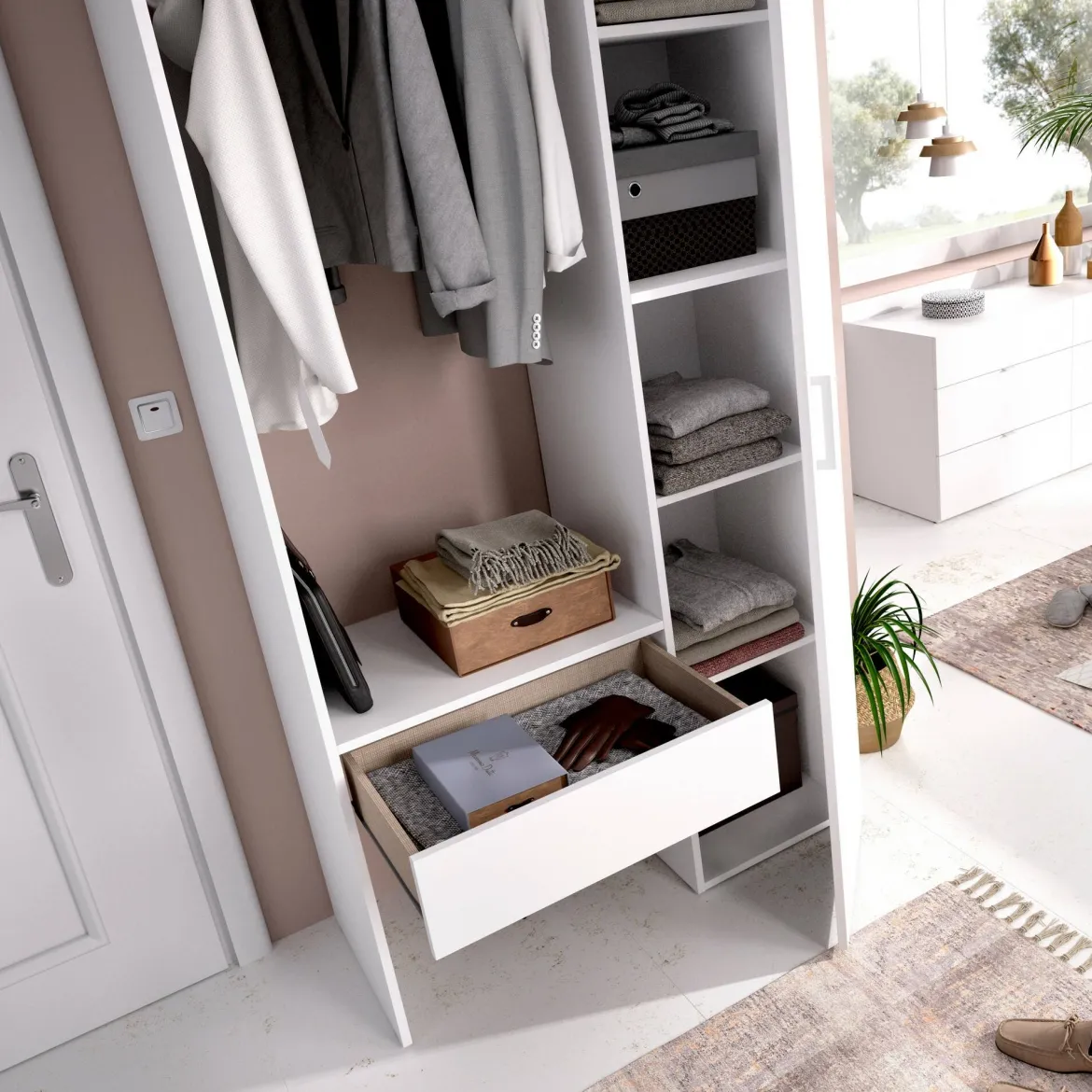 Guardaroba grande in legno bianco 98x187h cm - Actor