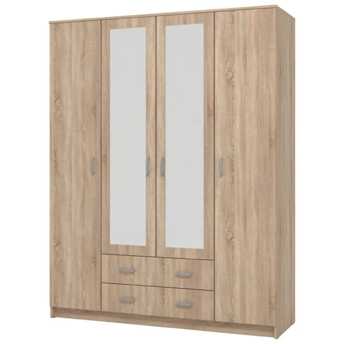 Guardaroba Grande Marrone Noce 9 Ripiani Appendiabiti 160x205h cm, 4 Ante - Miazzina