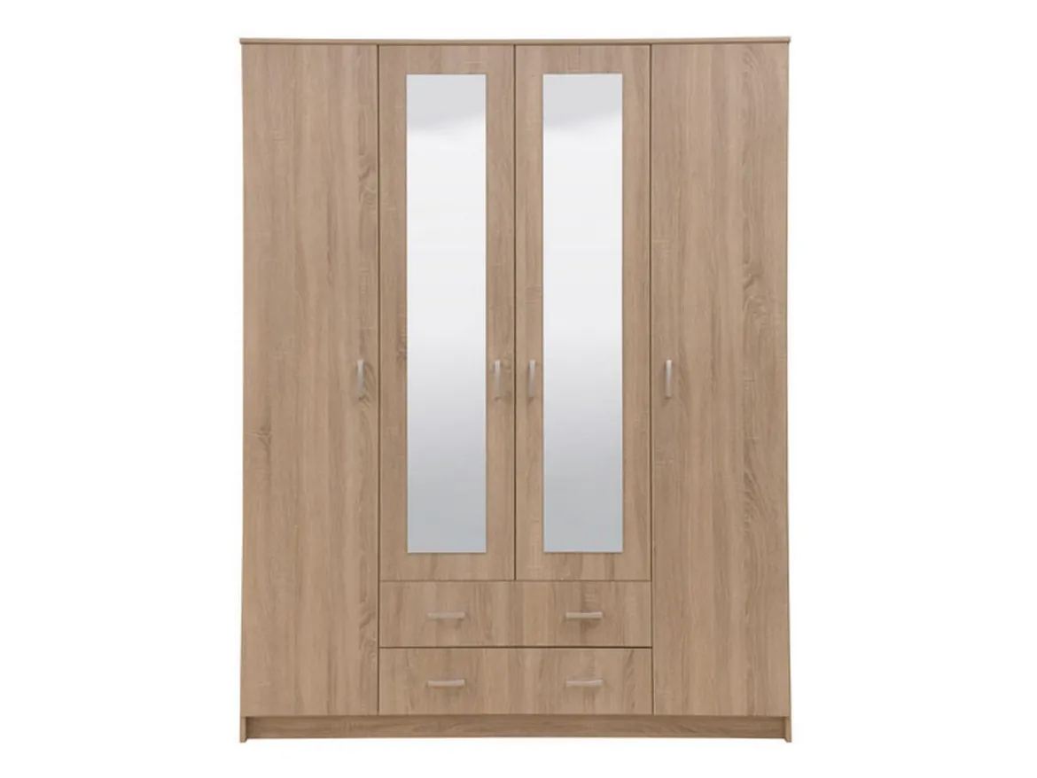 Guardaroba Grande Marrone Noce 9 Ripiani Appendiabiti 160x205h cm, 4 Ante - Miazzina