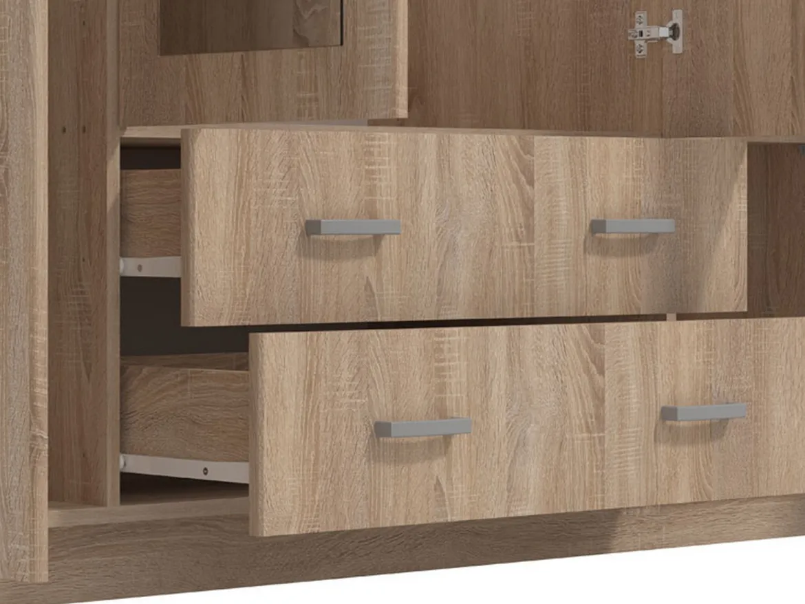 Guardaroba Grande Marrone Noce 9 Ripiani Appendiabiti 160x205h cm, 4 Ante - Miazzina