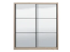Guardaroba Grande Marrone Rovere Grigio Nero Appendiabiti 5 Ripiani 213x215.5h cm, Apertura Scorrevole - Godrano