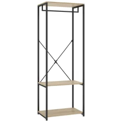 Guardaroba Grande Marrone Rovere Nero 2 Ripiani Appendiabiti 40x167h cm, Cassetti - Cortez