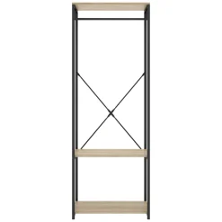 Guardaroba Grande Marrone Rovere Nero 2 Ripiani Appendiabiti 40x167h cm, Cassetti - Cortez