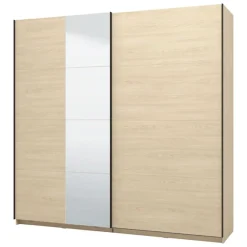 Guardaroba Grande Marrone Rovere Nero Appendiabiti 2 Ripiani 220x217.5h cm, 4 Vani - Palestro