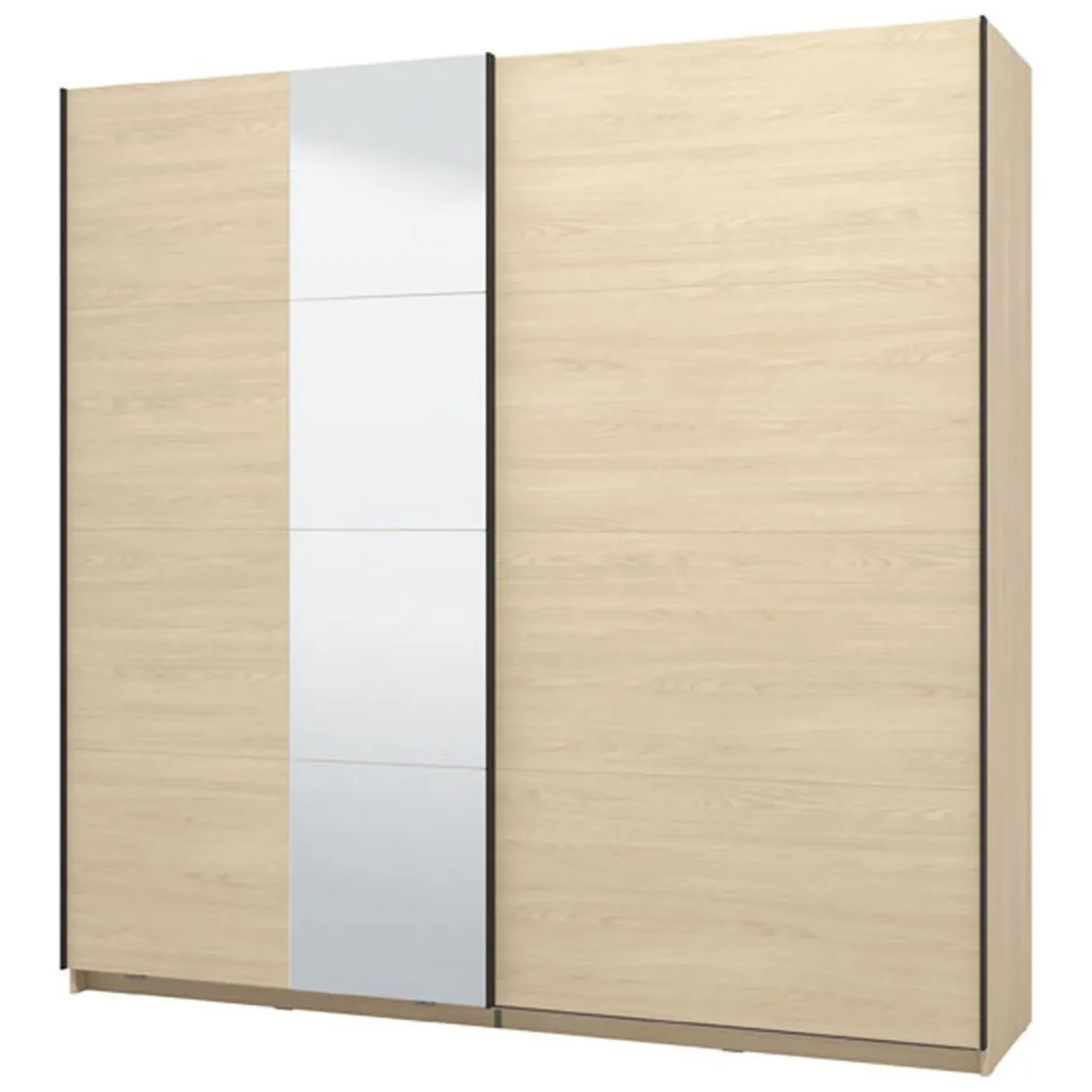 Guardaroba Grande Marrone Rovere Nero Appendiabiti 2 Ripiani 220x217.5h cm, 4 Vani - Palestro