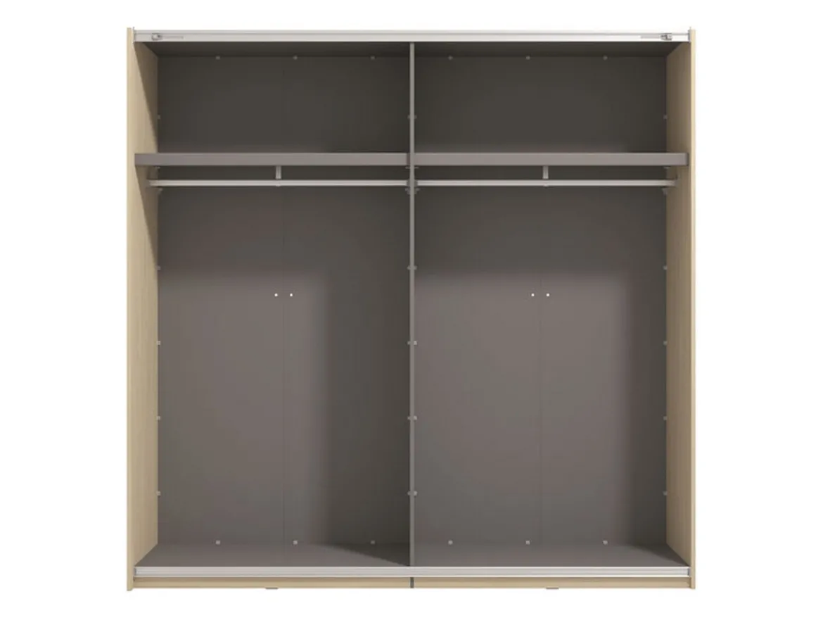 Guardaroba Grande Marrone Rovere Nero Appendiabiti 2 Ripiani 220x217.5h cm, 4 Vani - Palestro