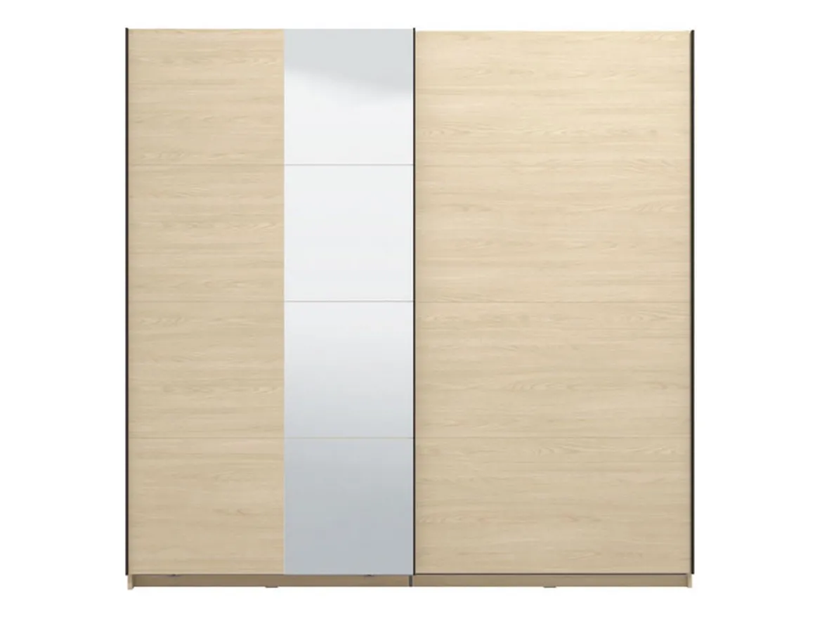 Guardaroba Grande Marrone Rovere Nero Appendiabiti 2 Ripiani 220x217.5h cm, 4 Vani - Palestro