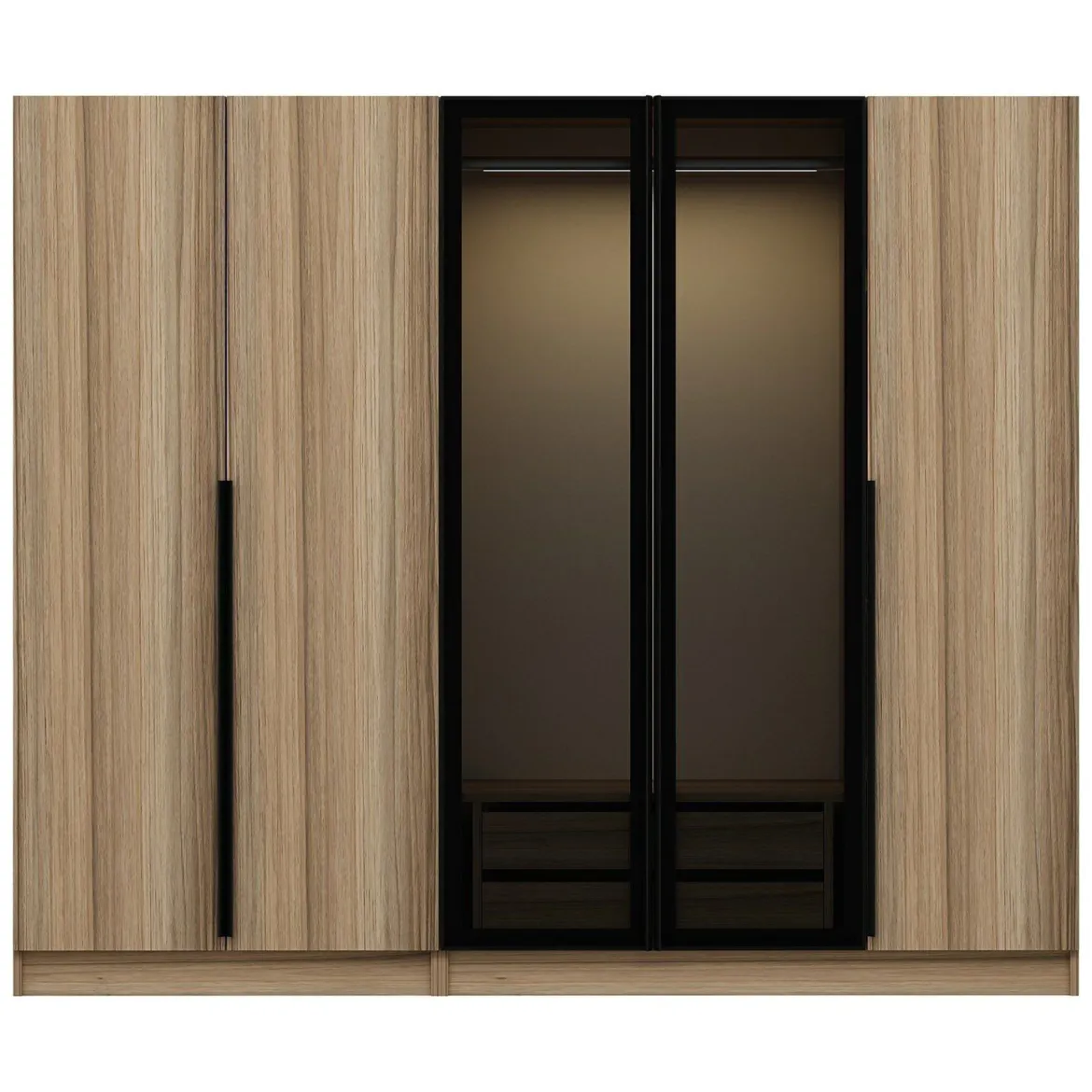 Guardaroba Grande Marrone Rovere Nodi 2 Ripiani Appendiabiti 245x217.5h cm, 2 Ante - Resiutta