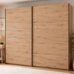 Guardaroba Grande Marrone Rovere Nodi 2 Ripiani Appendiabiti 245x217.5h cm, 2 Ante - Salemi