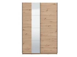 Guardaroba Grande Marrone Rovere Nodi Nero Appendiabiti 2 Ripiani 145.5x217.5h cm, Apertura Scorrevole - Pasturo