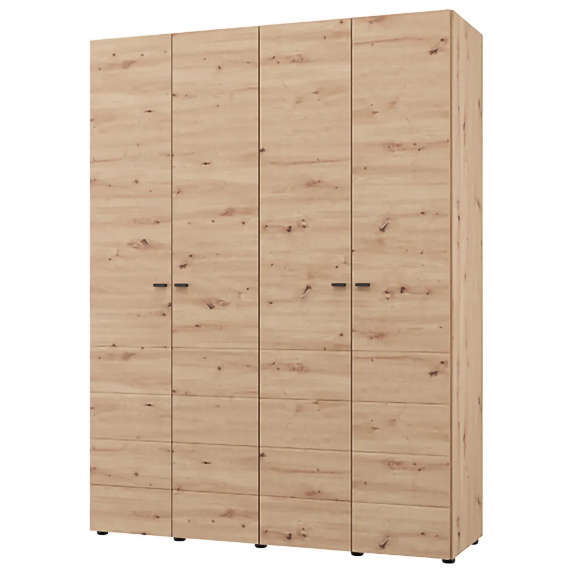 Guardaroba Grande Marrone Rovere Nodi Nero Appendiabiti 2 Ripiani 155x208h cm, 4 Vani - Soris