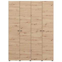 Guardaroba Grande Marrone Rovere Nodi Nero Appendiabiti 2 Ripiani 155x208h cm, 4 Vani - Soris
