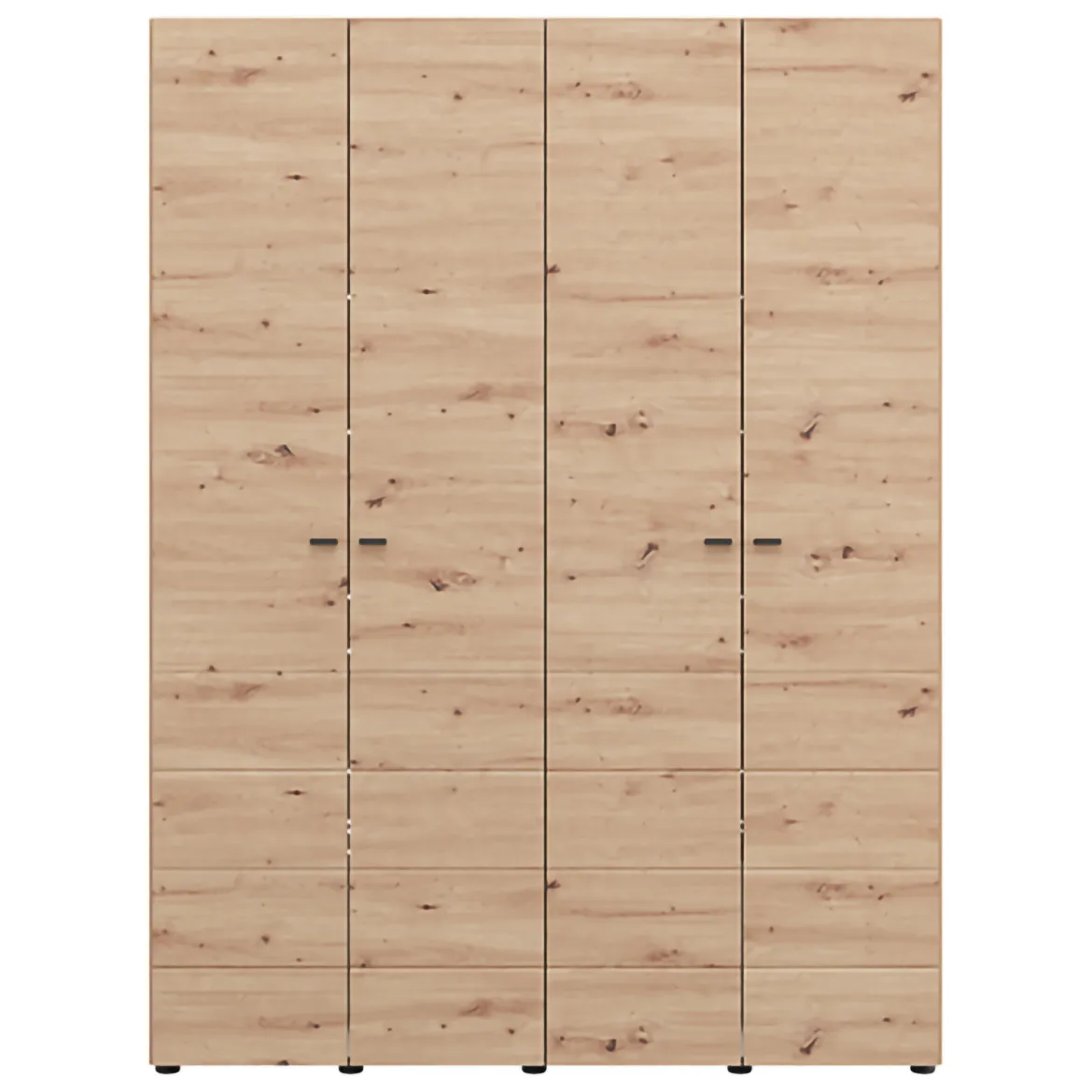 Guardaroba Grande Marrone Rovere Nodi Nero Appendiabiti 2 Ripiani 155x208h cm, 4 Vani - Soris