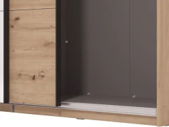 Guardaroba Grande Marrone Rovere Nodi Nero Appendiabiti 2 Ripiani 195x217.5h cm, Apertura Scorrevole - Porlezza