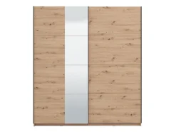 Guardaroba Grande Marrone Rovere Nodi Nero Appendiabiti 2 Ripiani 195x217.5h cm, Apertura Scorrevole - Porlezza