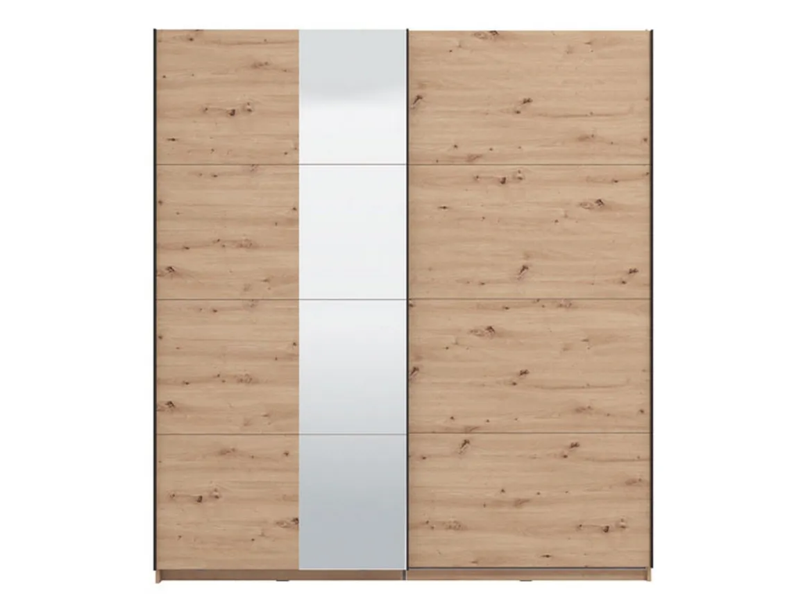 Guardaroba Grande Marrone Rovere Nodi Nero Appendiabiti 2 Ripiani 195x217.5h cm, Apertura Scorrevole - Porlezza