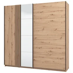 Guardaroba Grande Marrone Rovere Nodi Nero Appendiabiti 2 Ripiani 220x217.5h cm, 4 Vani - Nucetto