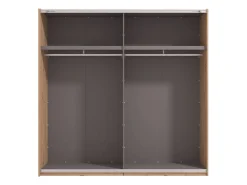 Guardaroba Grande Marrone Rovere Nodi Nero Appendiabiti 2 Ripiani 220x217.5h cm, 4 Vani - Nucetto