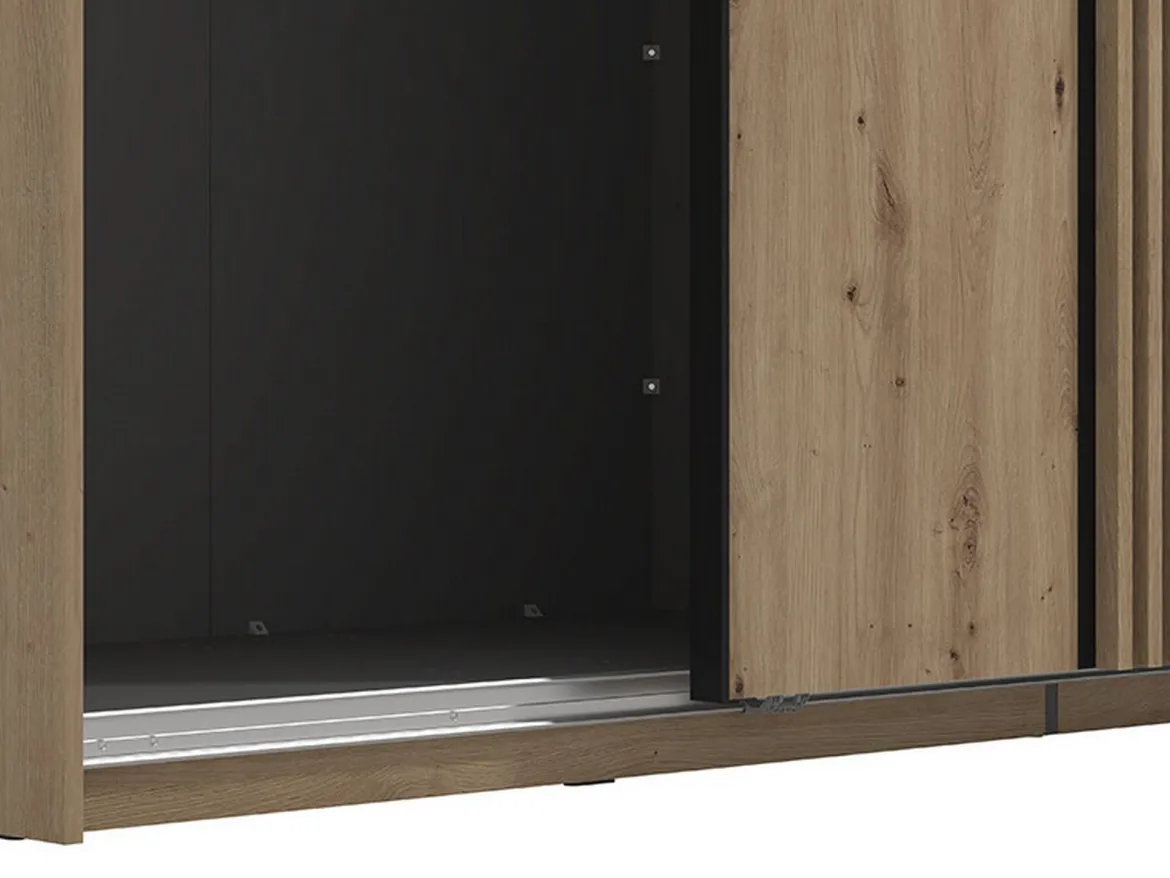 Guardaroba Grande Marrone Rovere Nodi Nero Appendiabiti 2 Ripiani 220x217.5h cm, 4 Vani - Nucetto