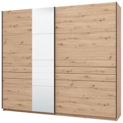 Guardaroba Grande Marrone Rovere Nodi Nero Appendiabiti 2 Ripiani 245x217.5h cm, Apertura Scorrevole - Peio