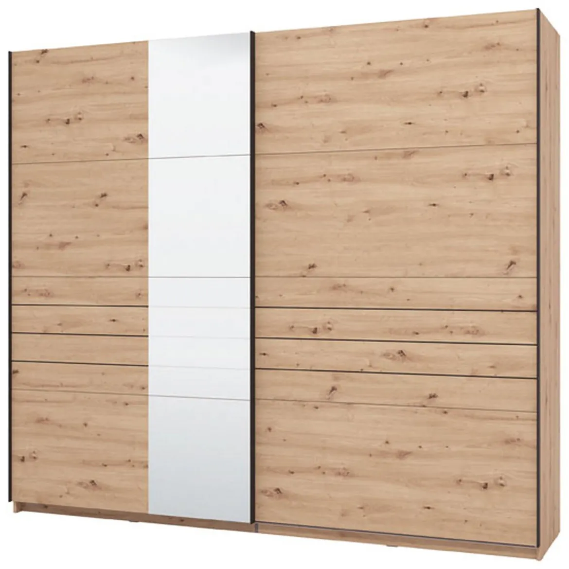 Guardaroba Grande Marrone Rovere Nodi Nero Appendiabiti 2 Ripiani 267x217h cm, Apertura Scorrevole - Tures