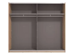 Guardaroba Grande Marrone Rovere Nodi Nero Appendiabiti 2 Ripiani 267x217h cm, Apertura Scorrevole - Tures