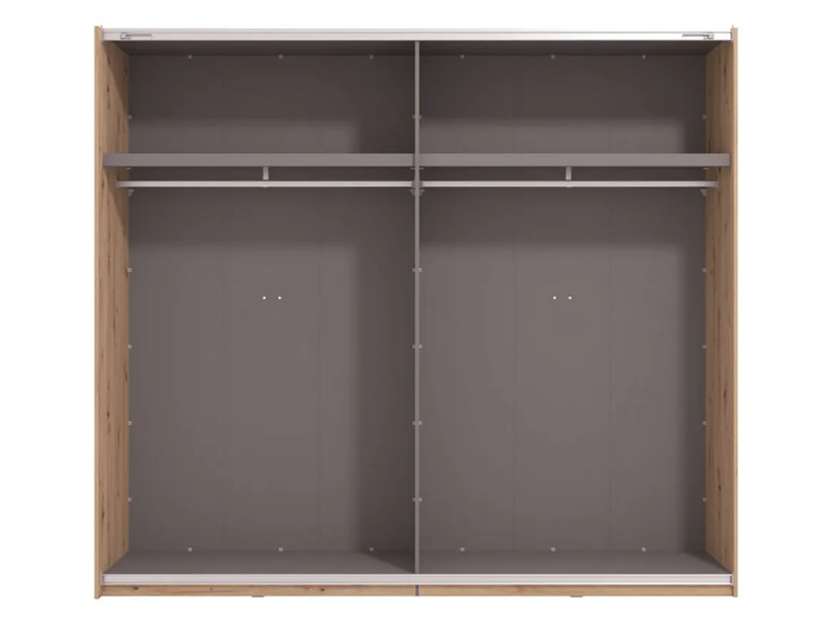 Guardaroba Grande Marrone Rovere Nodi Nero Appendiabiti 2 Ripiani 267x217h cm, Apertura Scorrevole - Tures