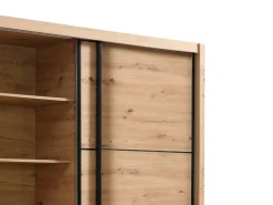 Guardaroba Grande Marrone Rovere Nodi Nero Appendiabiti 5 Ripiani 166x215.5h cm, Apertura Scorrevole - Faedis