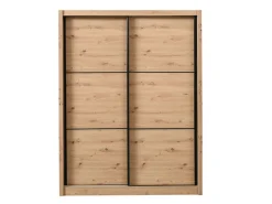 Guardaroba Grande Marrone Rovere Nodi Nero Appendiabiti 5 Ripiani 166x215.5h cm, Apertura Scorrevole - Faedis