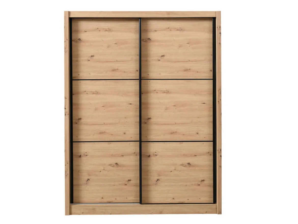 Guardaroba Grande Marrone Rovere Nodi Nero Appendiabiti 5 Ripiani 166x215.5h cm, Apertura Scorrevole - Faedis