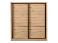 Guardaroba Grande Marrone Rovere Nodi Nero Appendiabiti 5 Ripiani 213x215.5h cm, Apertura Scorrevole - Dugnano