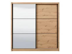 Guardaroba Grande Marrone Rovere Nodi Nero Appendiabiti 5 Ripiani 213x215.5h cm, Apertura Scorrevole - Pelago