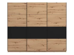Guardaroba Grande Marrone Rovere Nodi Nero Appendiabiti 6 Ripiani 262.5x224h cm, Apertura Scorrevole - Miggiano