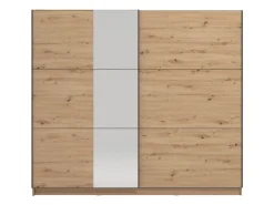 Guardaroba Grande Marrone Rovere Nodi Trasparente Appendiabiti 8 Ripiani 236.5x210h cm, Apertura Scorrevole - Sorgono