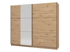 Guardaroba Grande Marrone Rovere Nodi Trasparente Appendiabiti 8 Ripiani 236.5x210h cm, Apertura Scorrevole - Sorgono