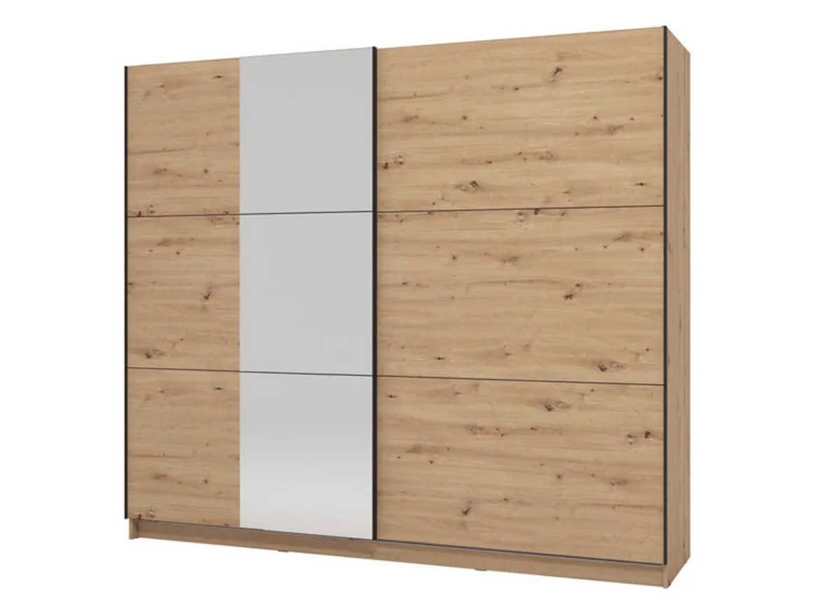 Guardaroba Grande Marrone Rovere Nodi Trasparente Appendiabiti 8 Ripiani 236.5x210h cm, Apertura Scorrevole - Sorgono