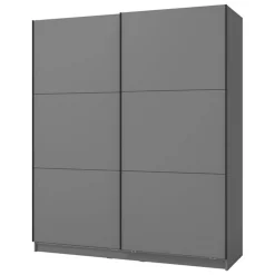 Guardaroba Grande Nero Antracite 5 Ripiani Appendiabiti 179x210h cm, 2 Ante - Cerchio
