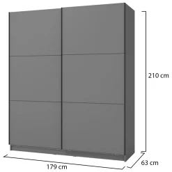 Guardaroba Grande Nero Antracite 5 Ripiani Appendiabiti 179x210h cm, 2 Ante - Cerchio