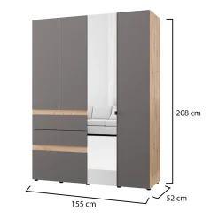 Guardaroba Grande Nero Antracite Nero Fume Appendiabiti 10 Ripiani 270x210h cm, 6 Ante - Nogaro