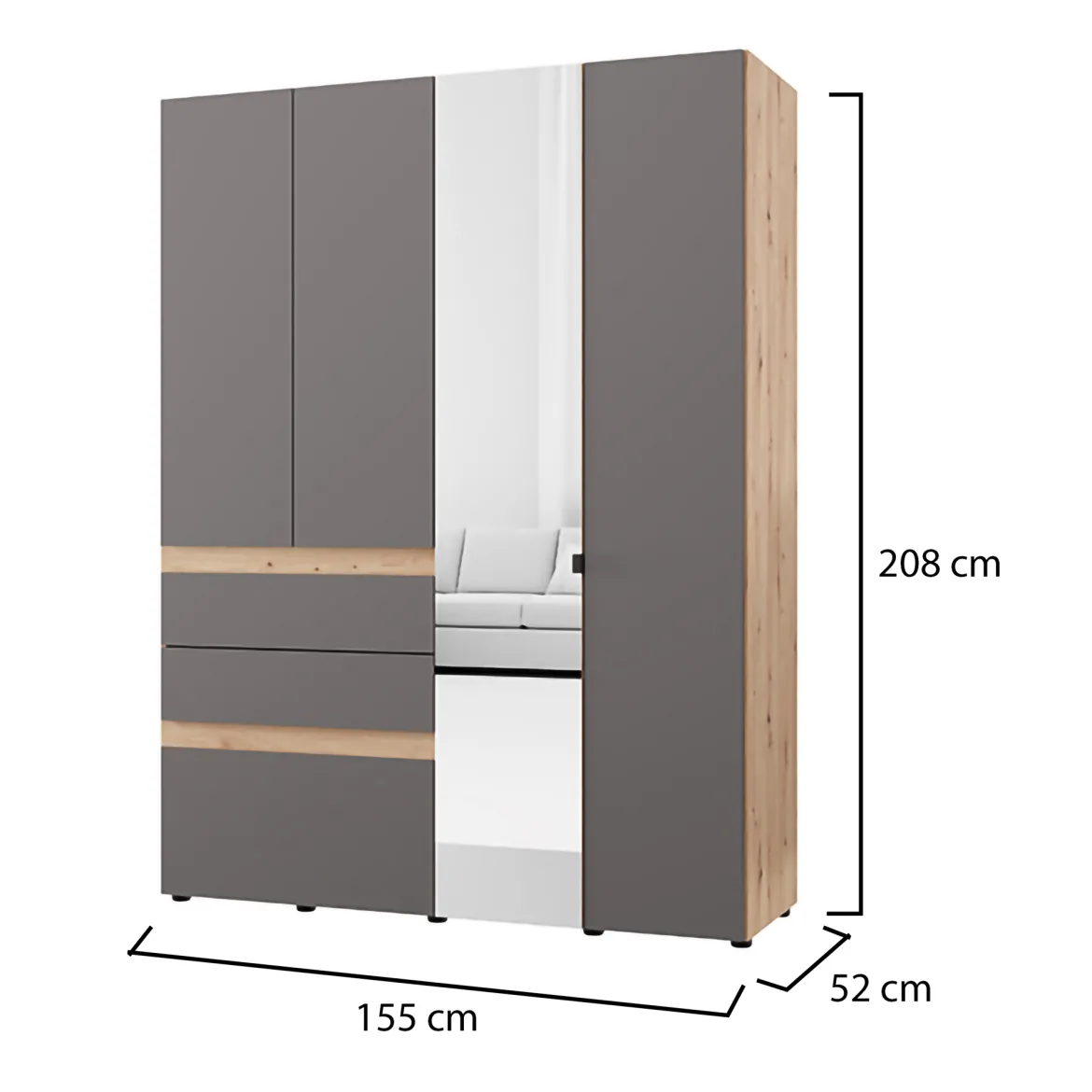 Guardaroba Grande Nero Antracite Nero Fume Appendiabiti 10 Ripiani 270x210h cm, 6 Ante - Nogaro