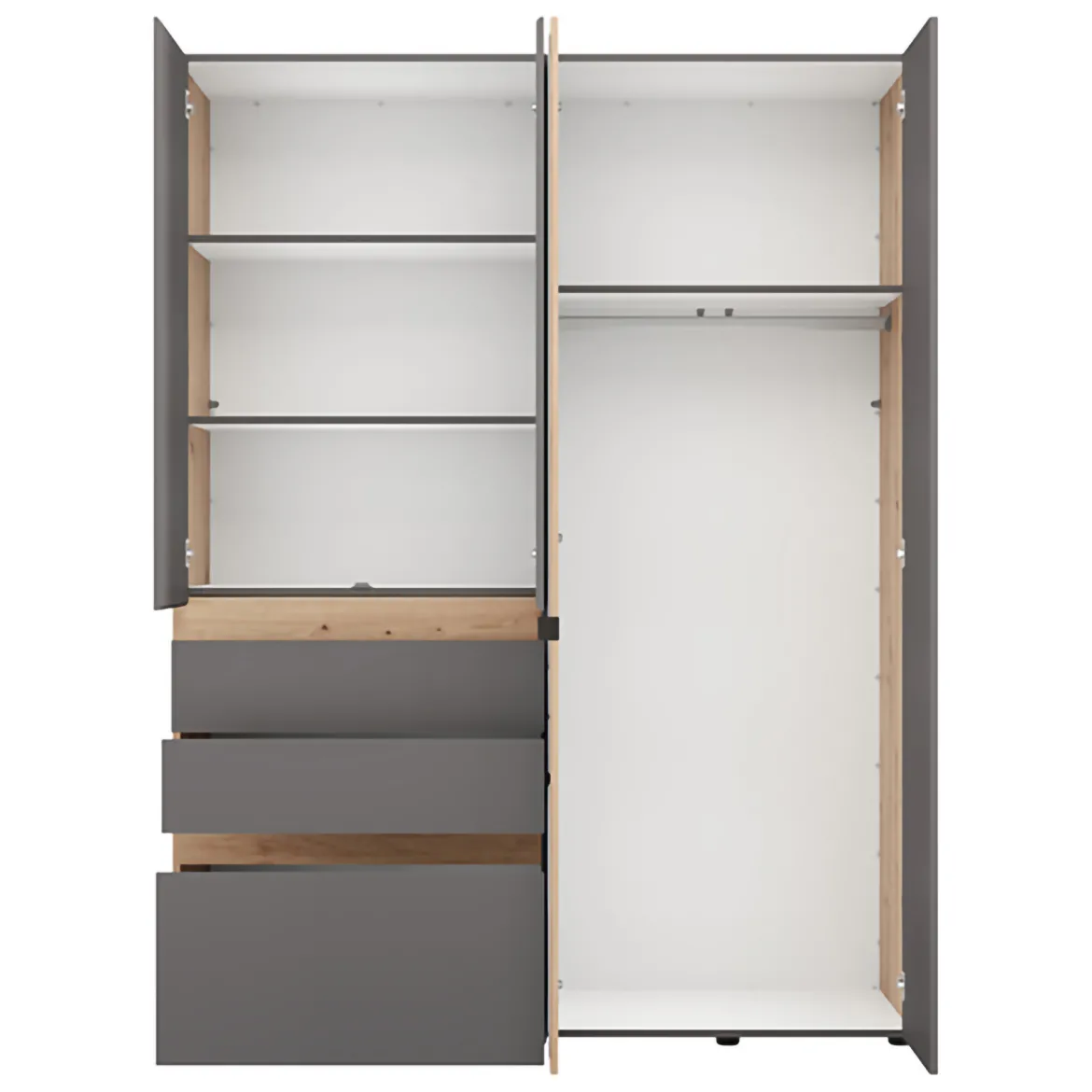 Guardaroba Grande Nero Antracite Nero Fume Appendiabiti 10 Ripiani 270x210h cm, 6 Ante - Nogaro
