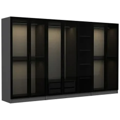 Guardaroba Grande Nero Antracite Nero Fume Appendiabiti 7 Ripiani 315x210h cm, 7 Ante - Prunetto